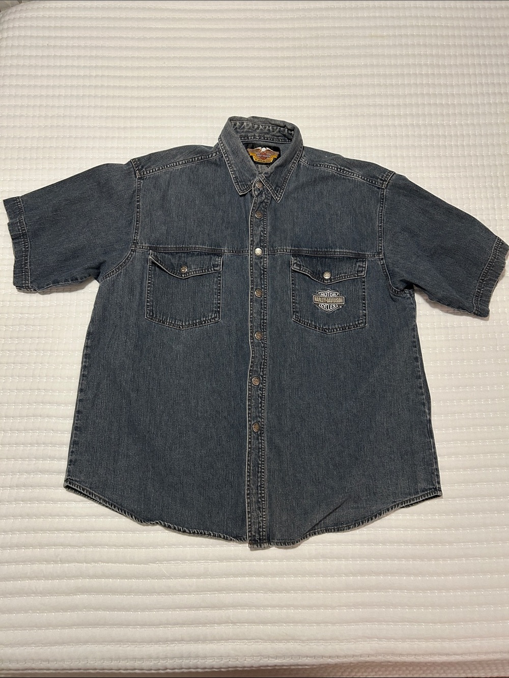 Harley-Davidson Short Sleeve Denim Button-Up Shirt - Black XL